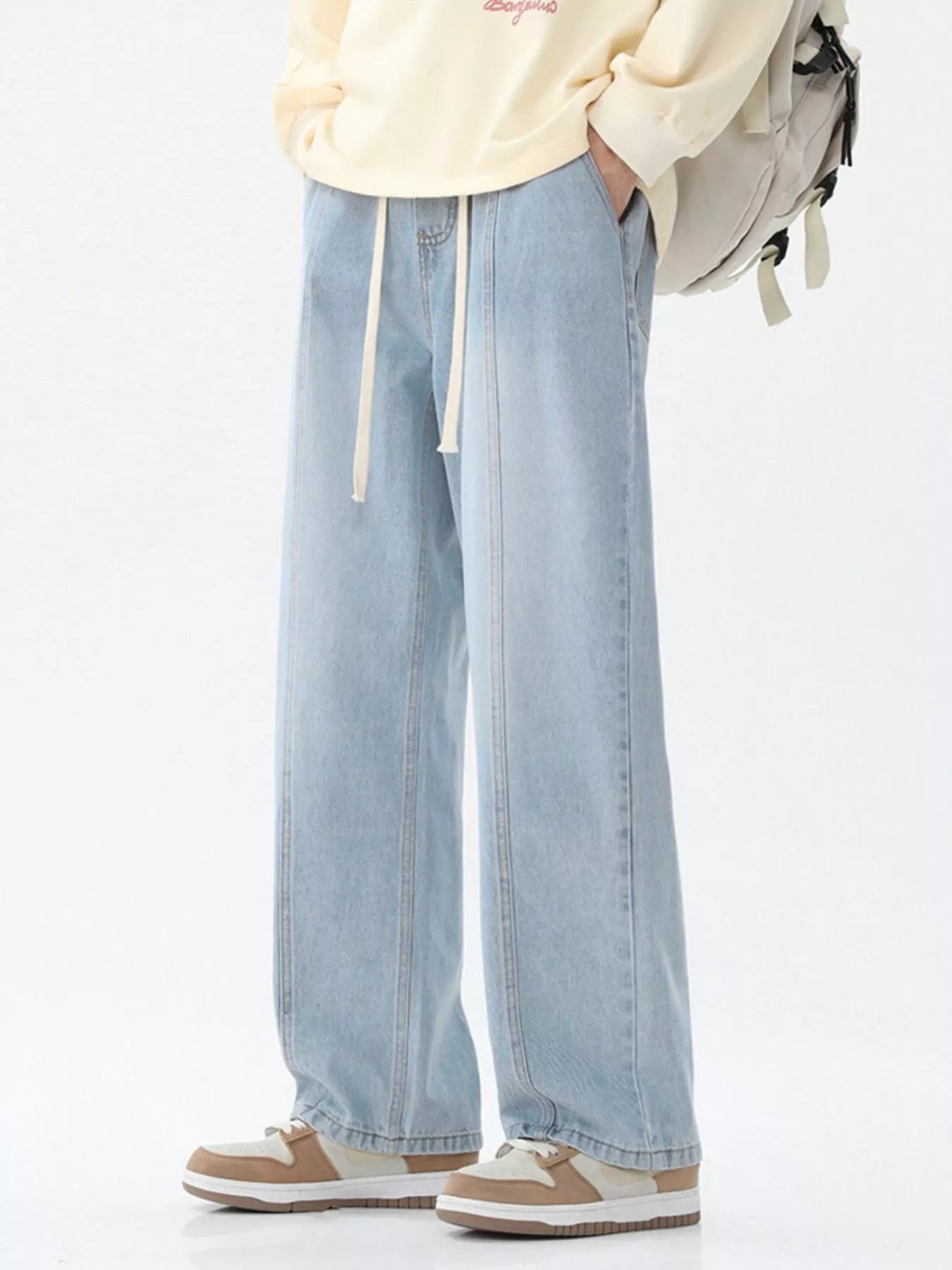 Men's Full Size Wash Wide Leg Jeans Plus Size