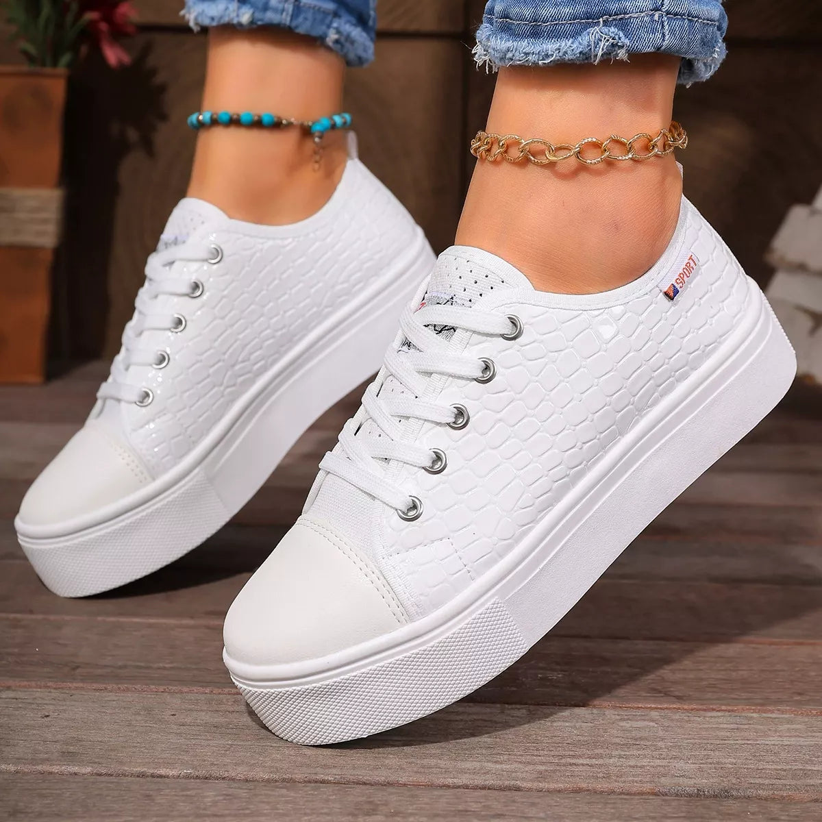 Round Toe Platform Sneakers