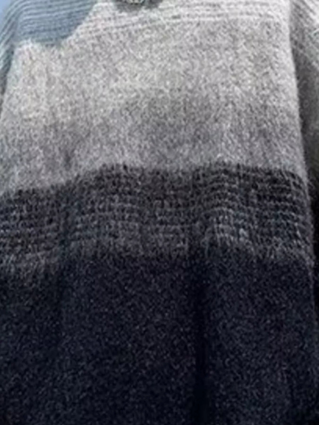 Men's Gradient Color Block Fuzzy Knit Pullover