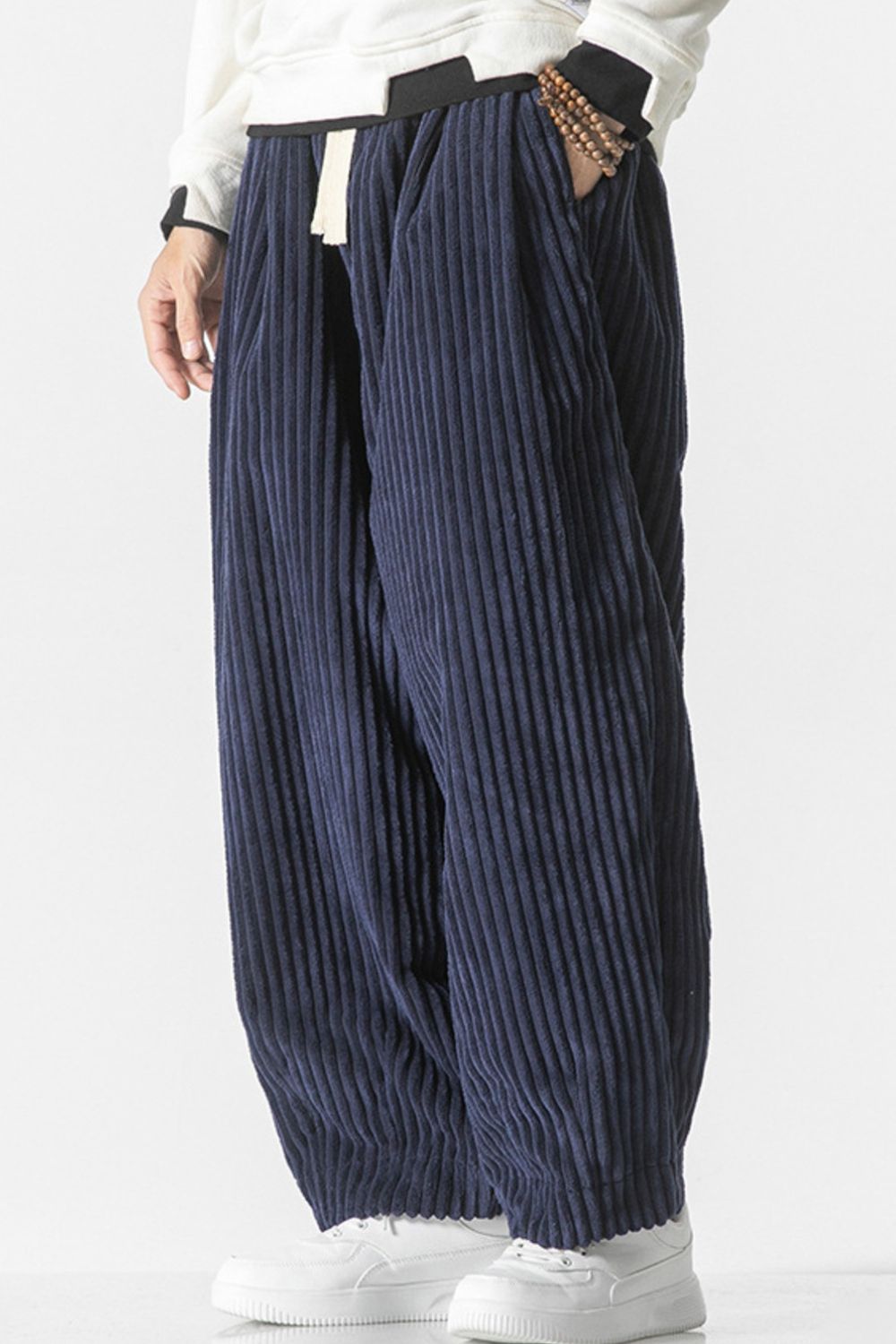 Men's Plus Size Corduroy Wide Leg Casual Pants