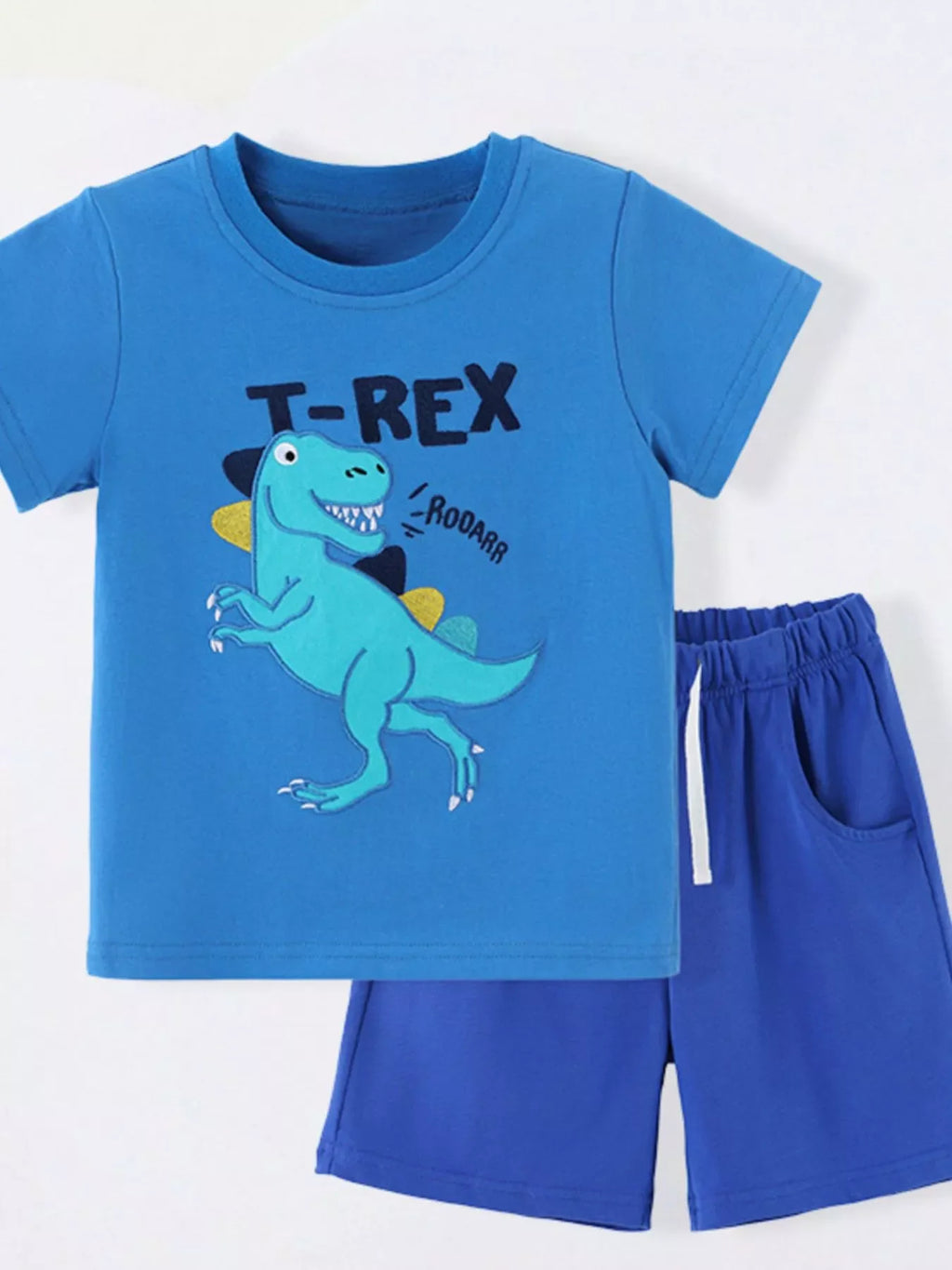 Children's Dinosaur Embroidered T-Shirt and Shorts Set