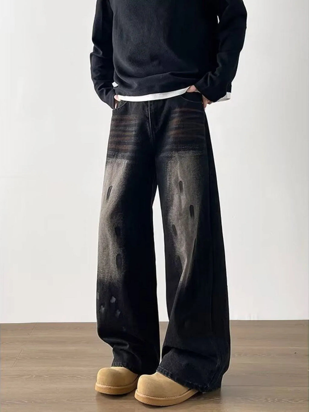 Men's Full Size Wide-Leg Jeans Plus Size