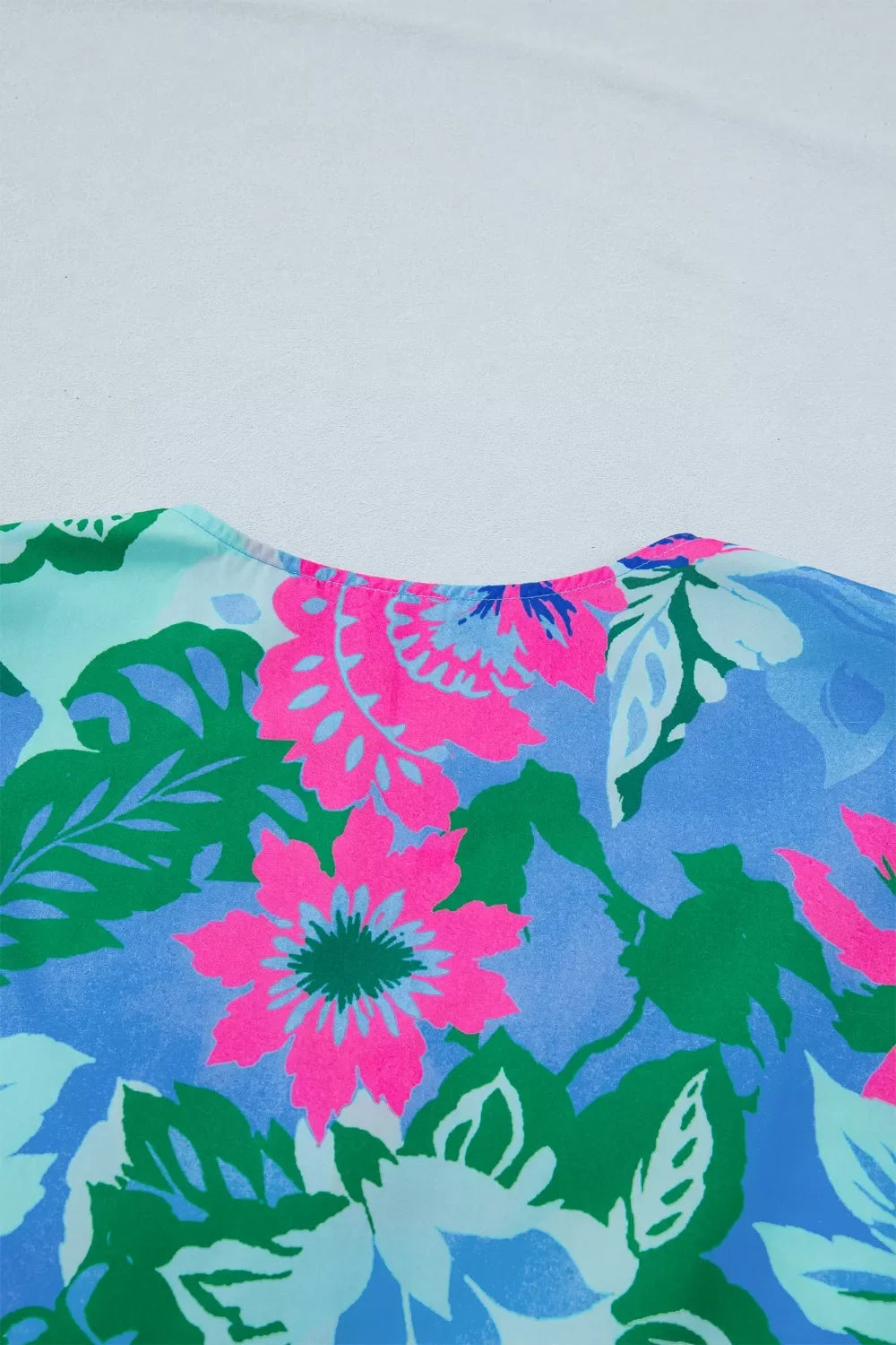 Floral Print V Neck Half Sleeve Blouse