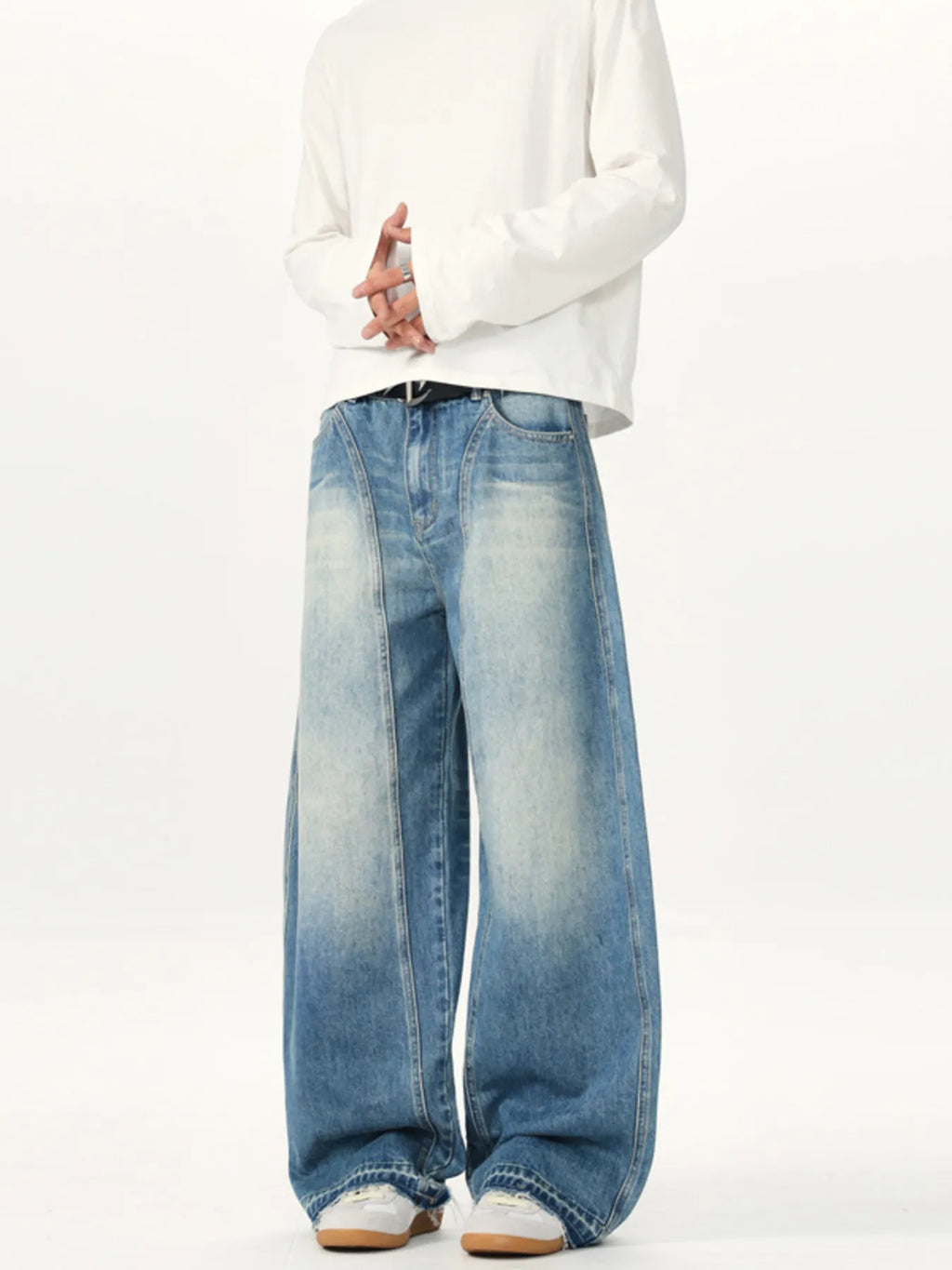 Men's Washed Wide Leg Jeans