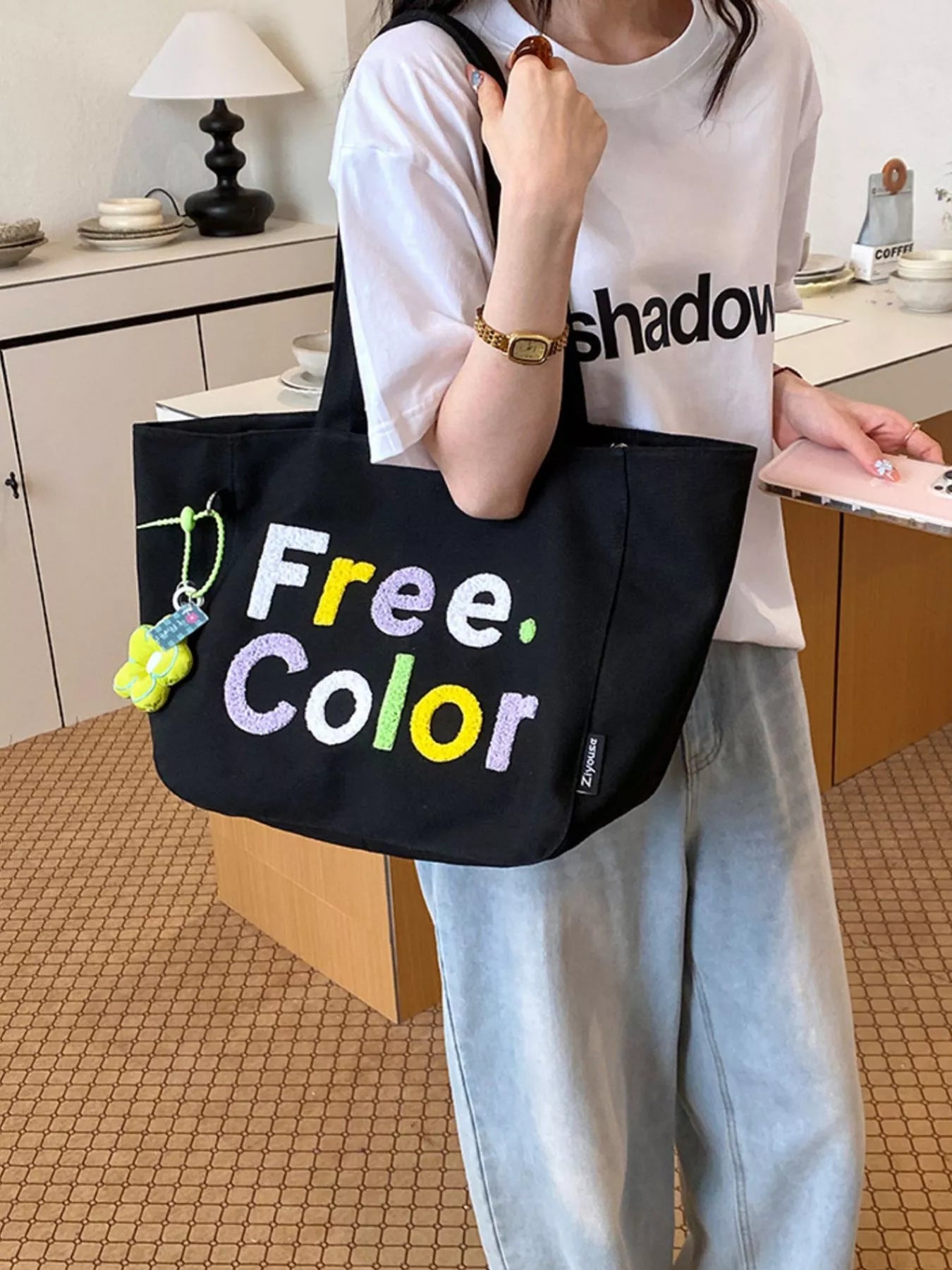 Letter Canvas Shoulder Bag