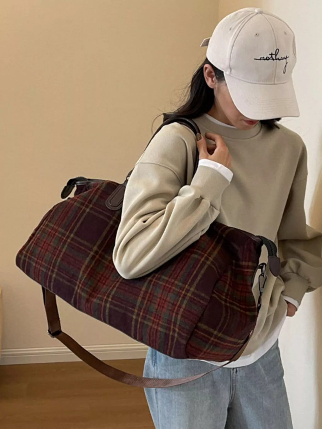 Vintage Plaid Pattern Travel Bag