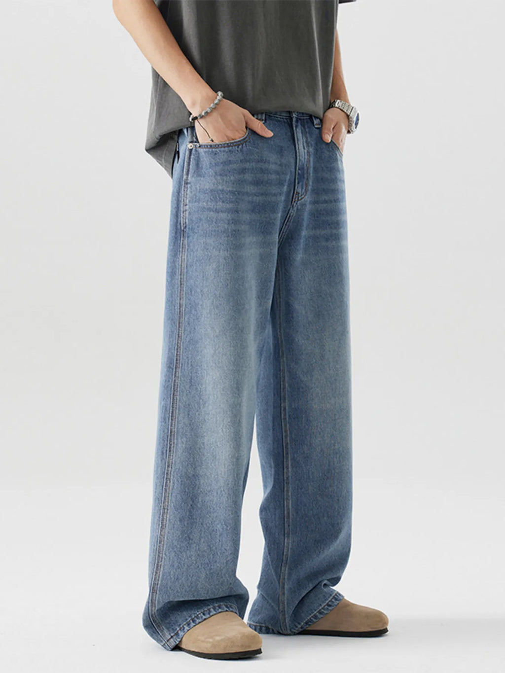 Men's Wide Leg Relaxed Fit Jeans