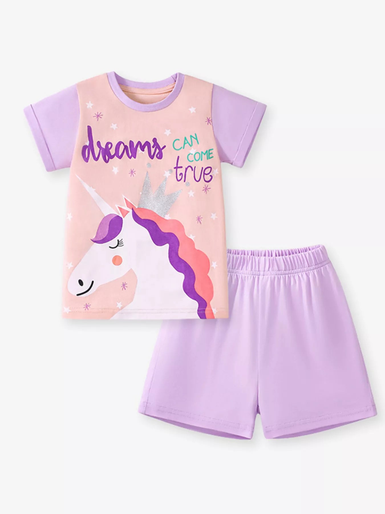 Children's Unicorn Short Sleeve Top and Shorts Set