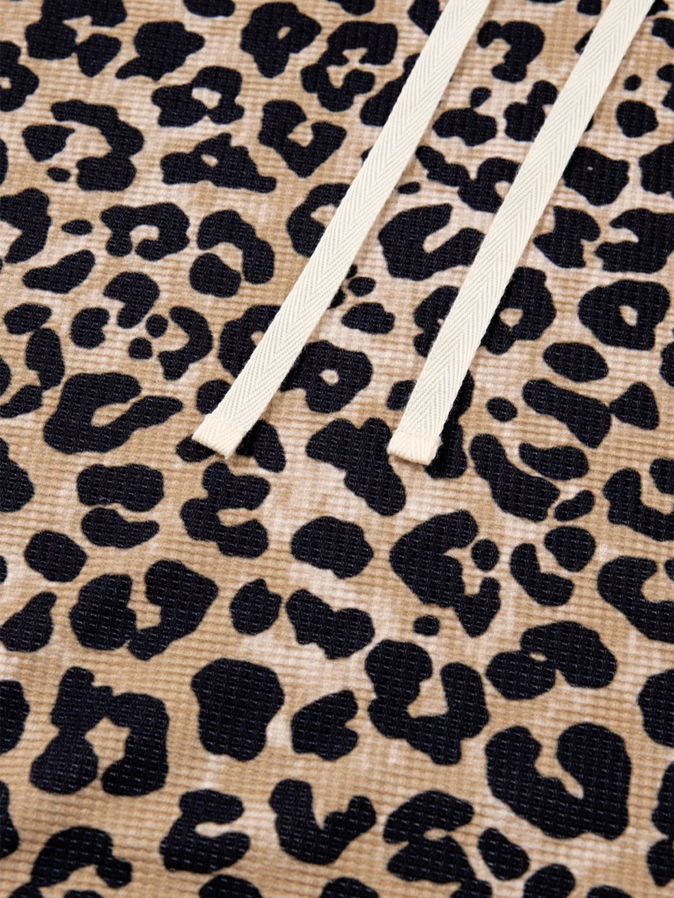 Leopard Print Long Sleeve Hoodie with Pocket