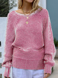 Striped Boat Neck Casual Sweater