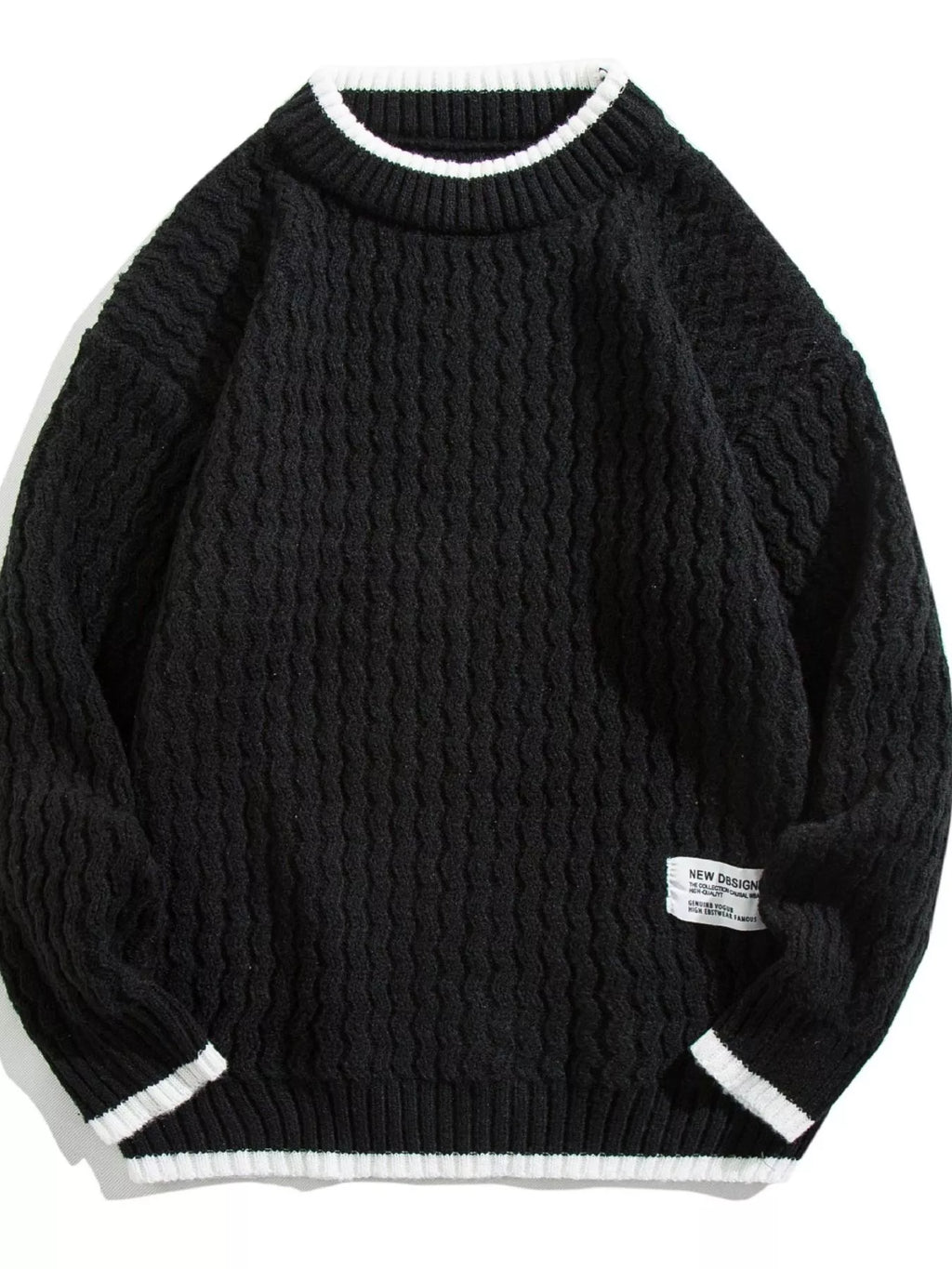 Men's Plus Size Round Neck Textured Knit Sweater