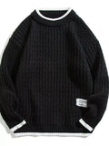 Men's Plus Size Round Neck Textured Knit Sweater