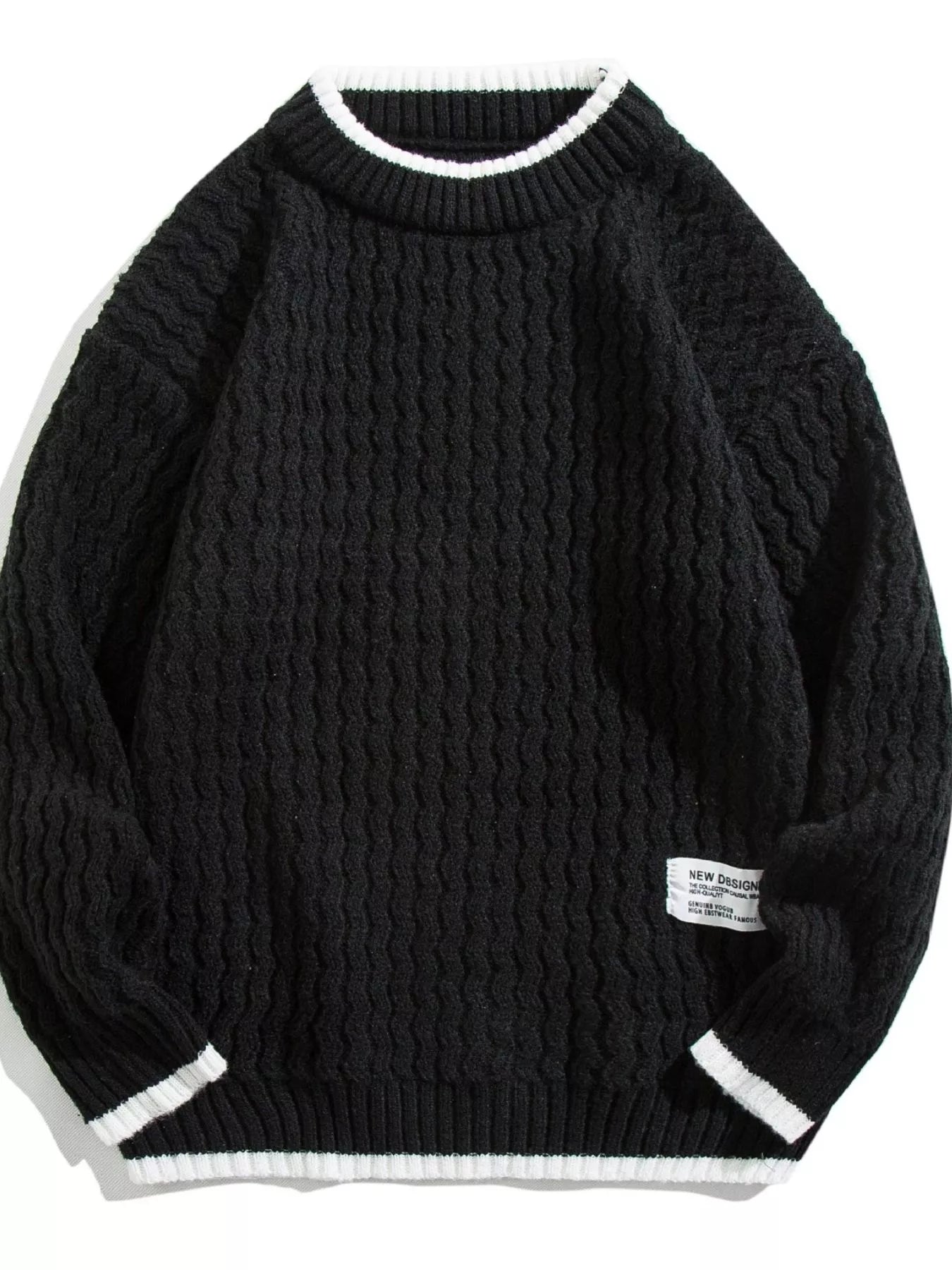 Men's Plus Size Round Neck Textured Knit Sweater