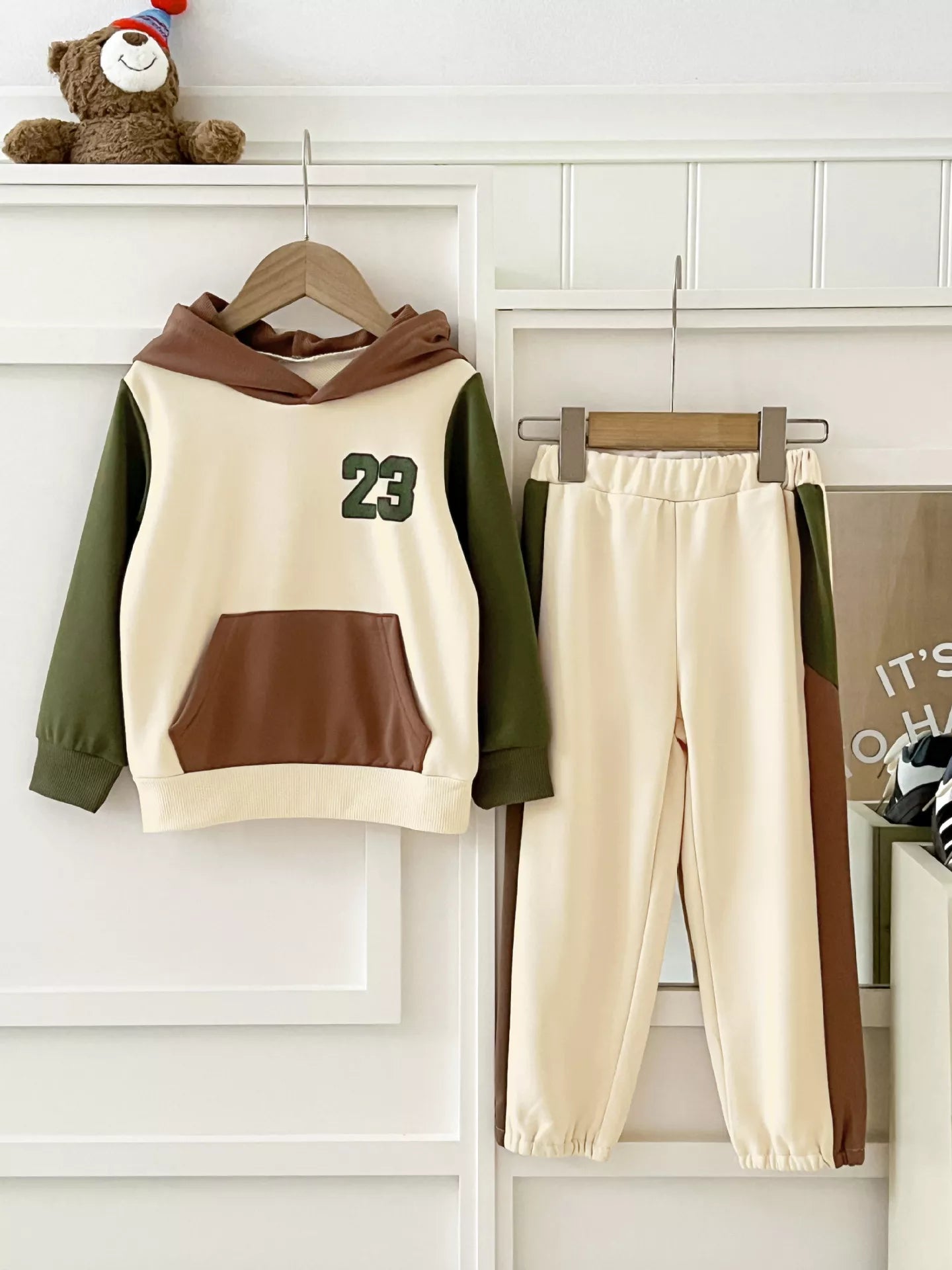 Children's Color Block Hoodie and Pants Set