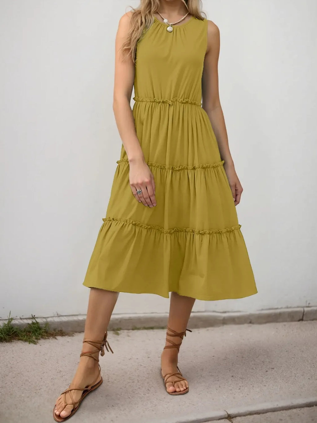 Frill Tiered Midi Dress