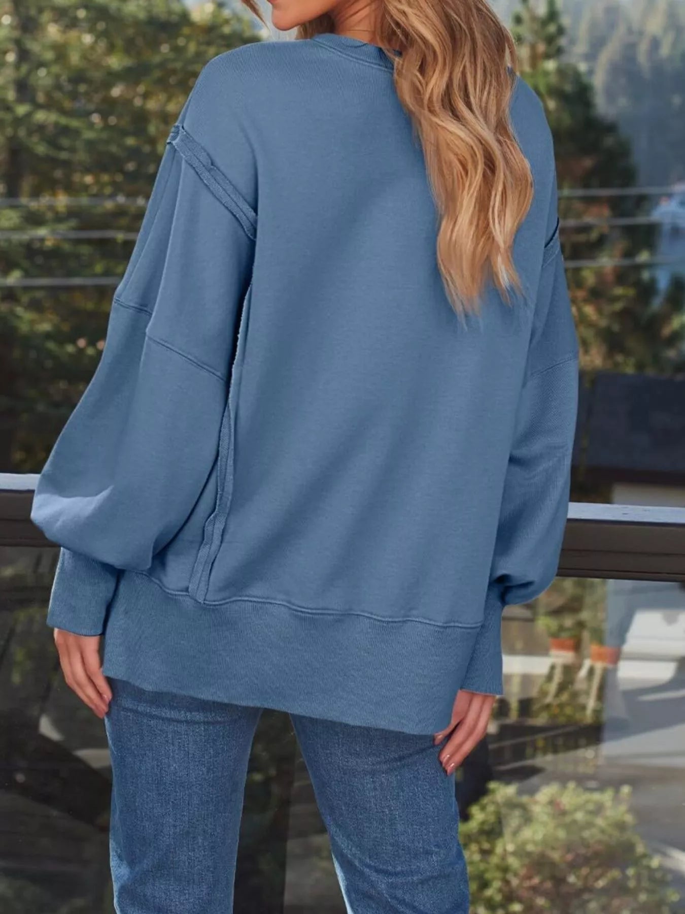 Side Slit Long Sleeve Oversized Sweatshirt