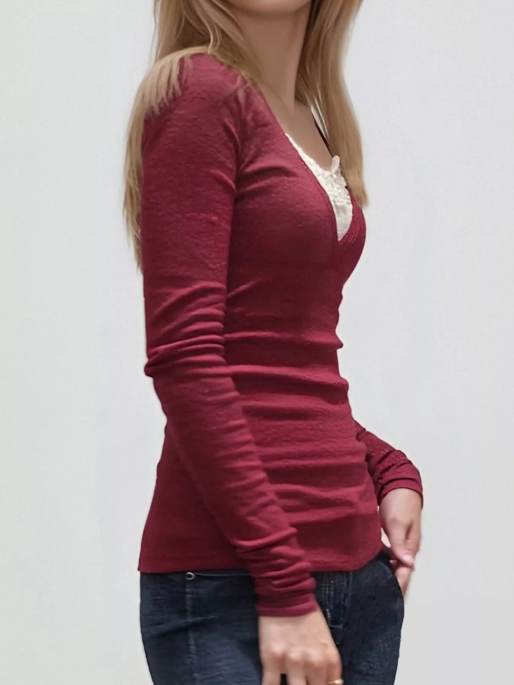 Long Sleeve T-Shirt with Lace Detail
