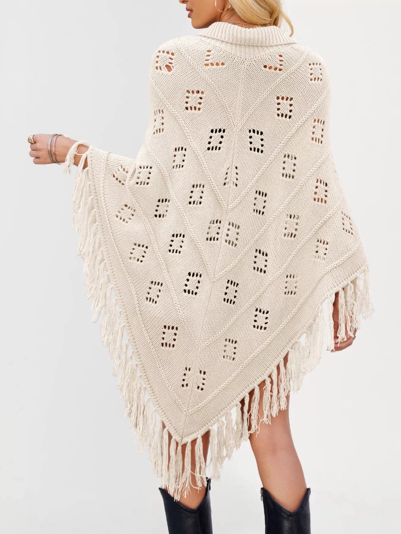 Fringe Openwork Knit Cover Up