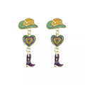 Cowboy Hat Boot Dangle Earrings