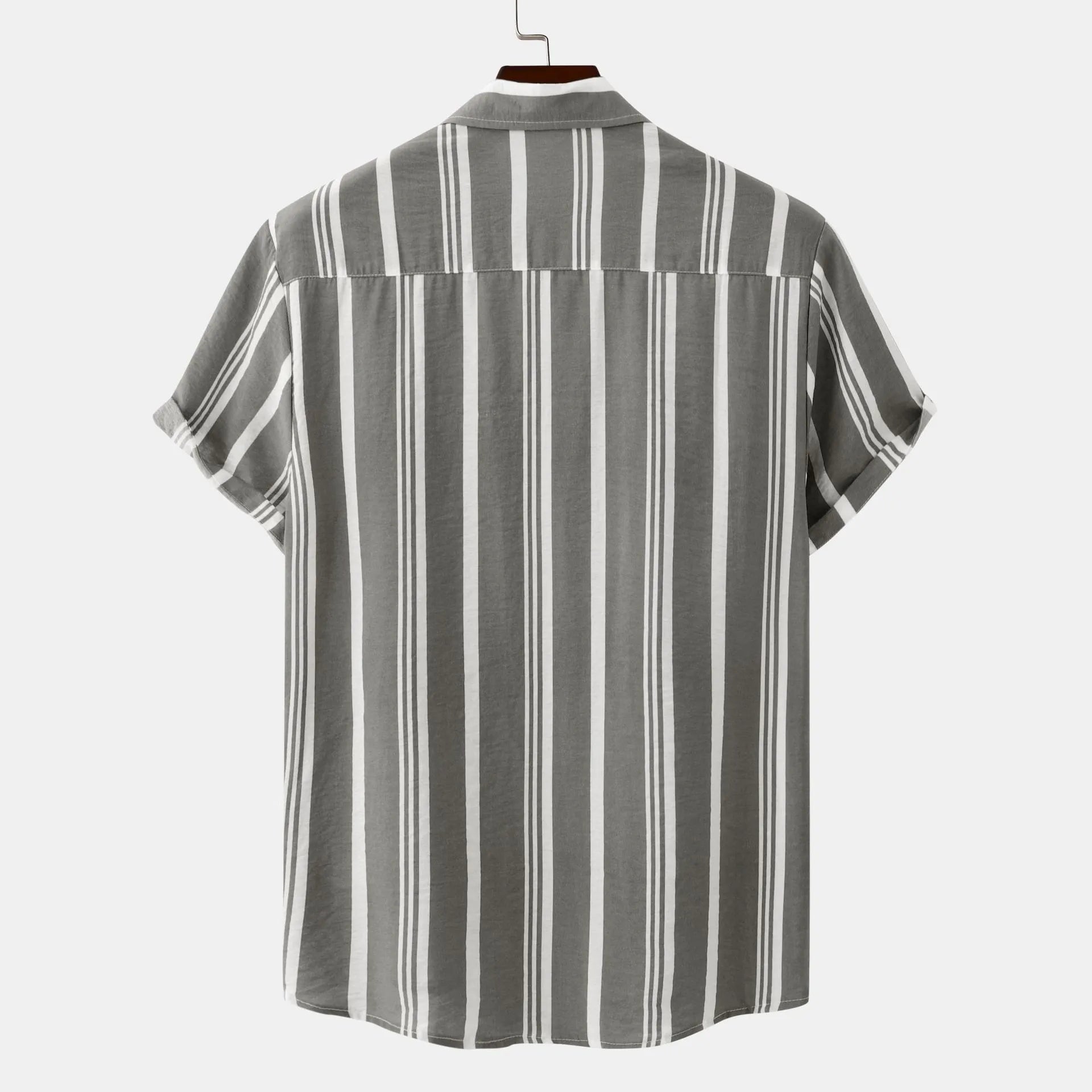 Men's Plus Size Striped Short Sleeve Button-Down Shirt