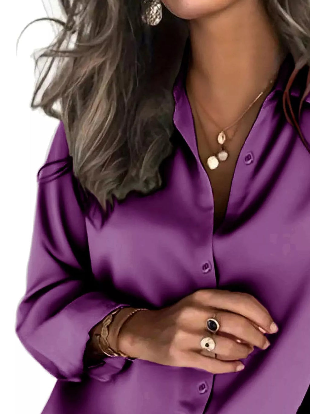 Satin Button-Down Shirt