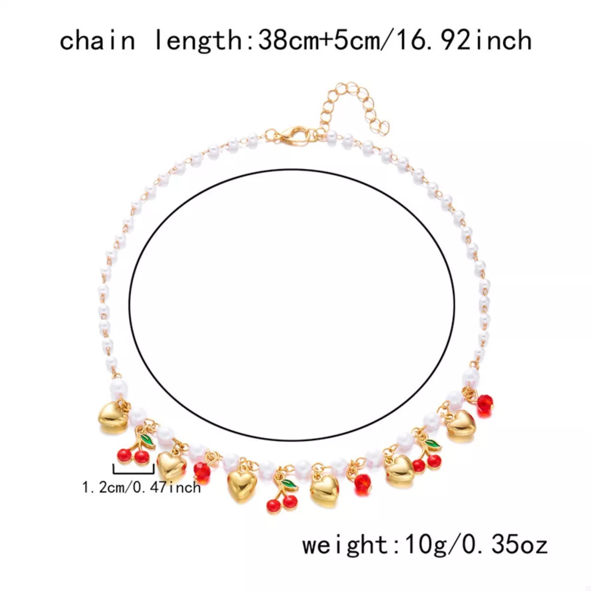 18K Gold-Plated Cherry & Heart Pearl Necklace