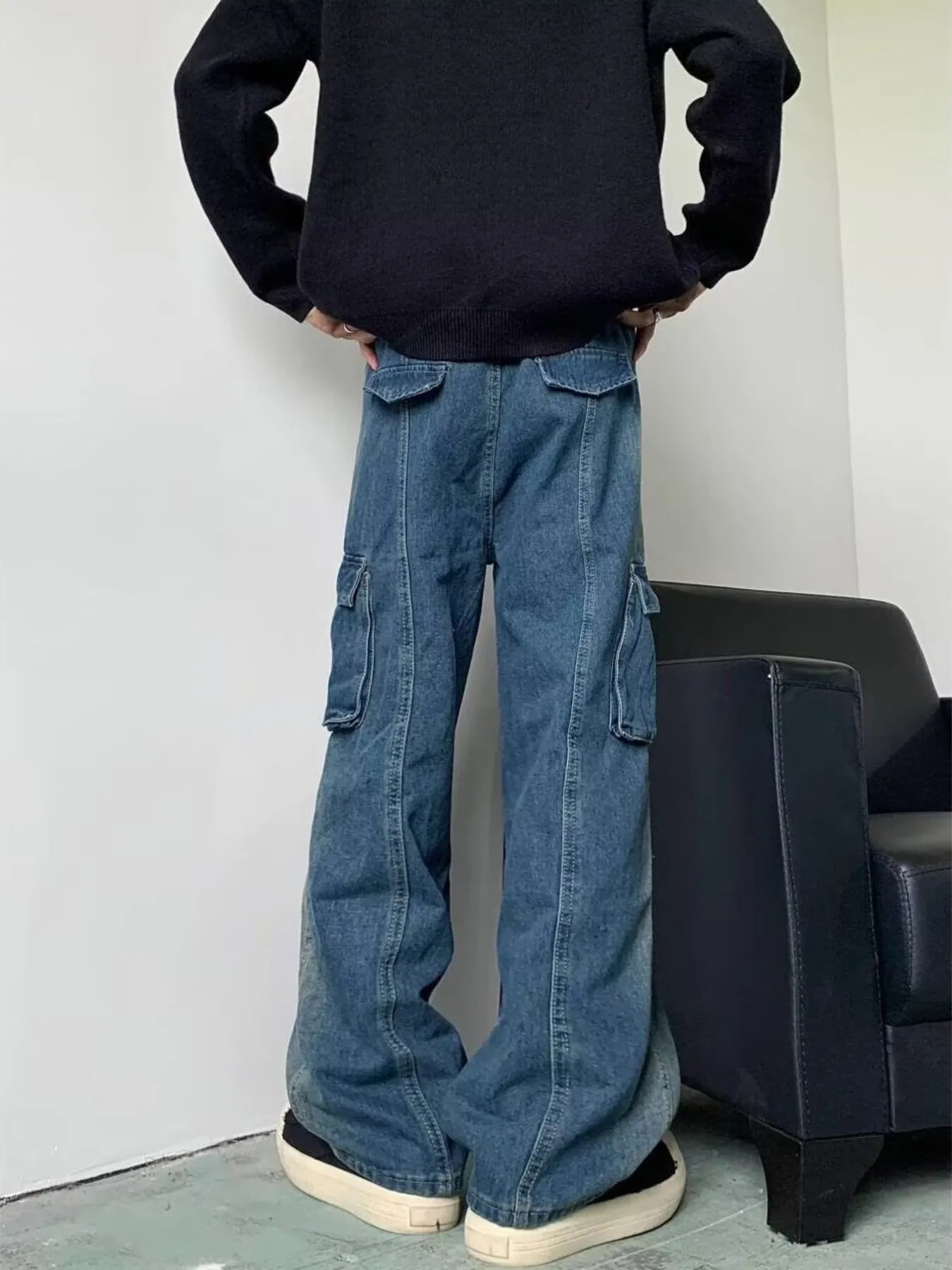 Men's Full Size Cargo Wide Leg Baggy Jeans Plus Size