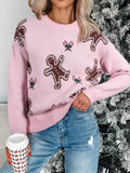 Christmas Ginger Bread Man Round Neck Casual Sweater
