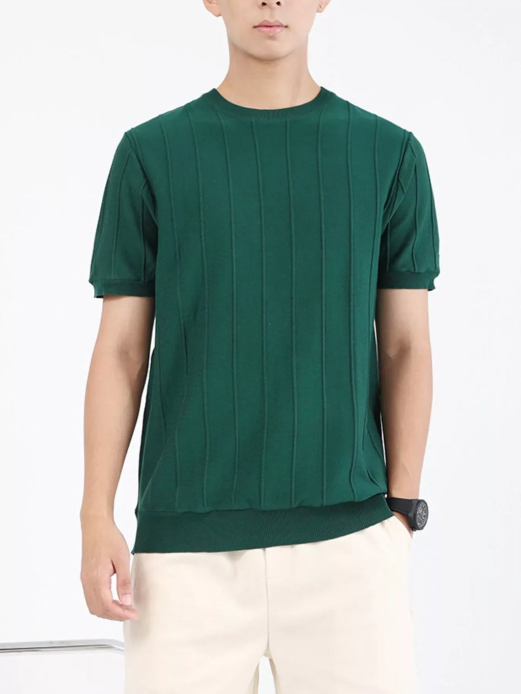 Men's Plus Size Textured Short Sleeve T-Shirt