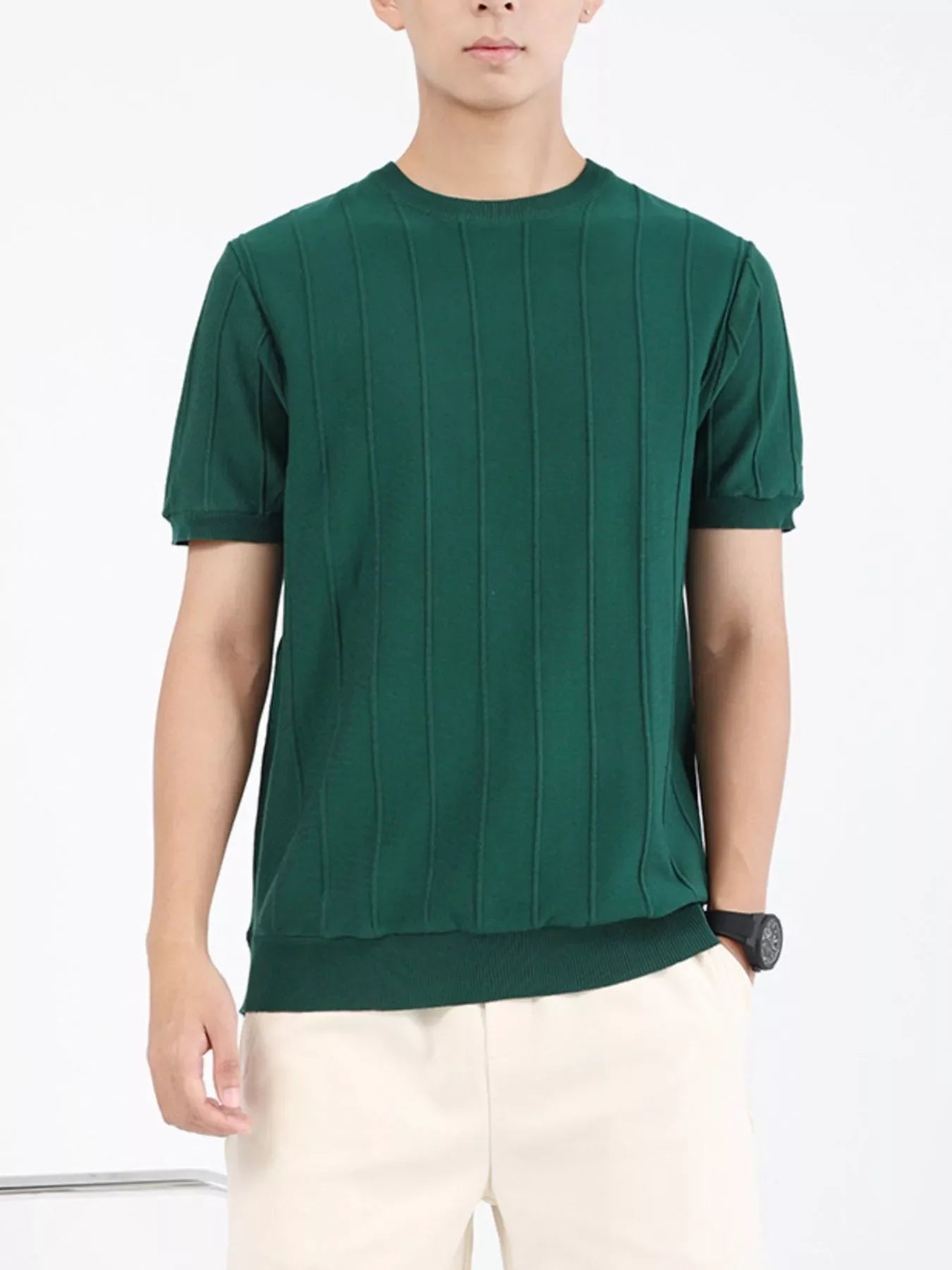 Men's Plus Size Textured Short Sleeve T-Shirt
