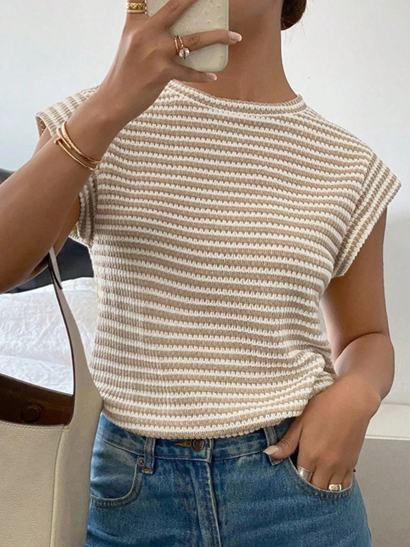 Full Size Striped Round Neck Short Sleeve T-Shirt Plus Size