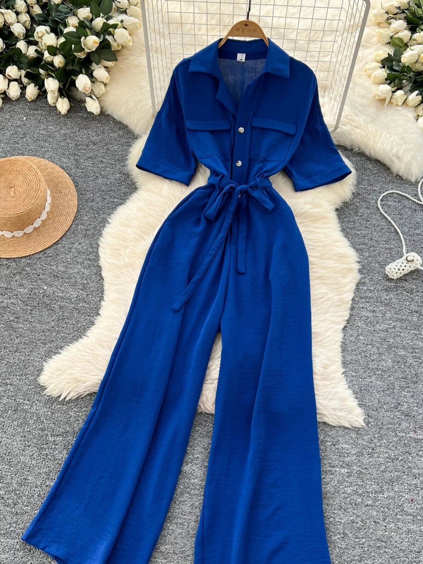 Tie Waist Wide Leg Jumpsuit