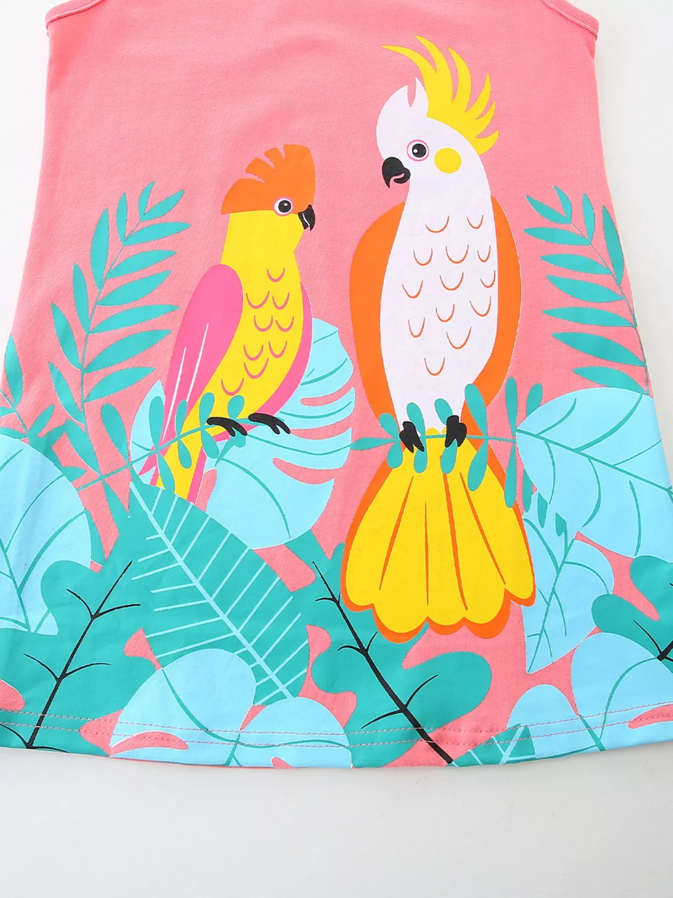 Children's Tropical Parrot Print Sleeveless Dress