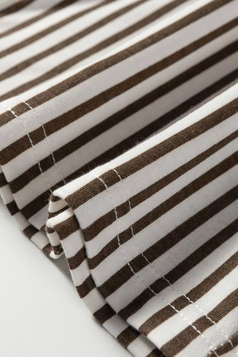 Stripe Elastic High Waist Pocketed Loose Pants