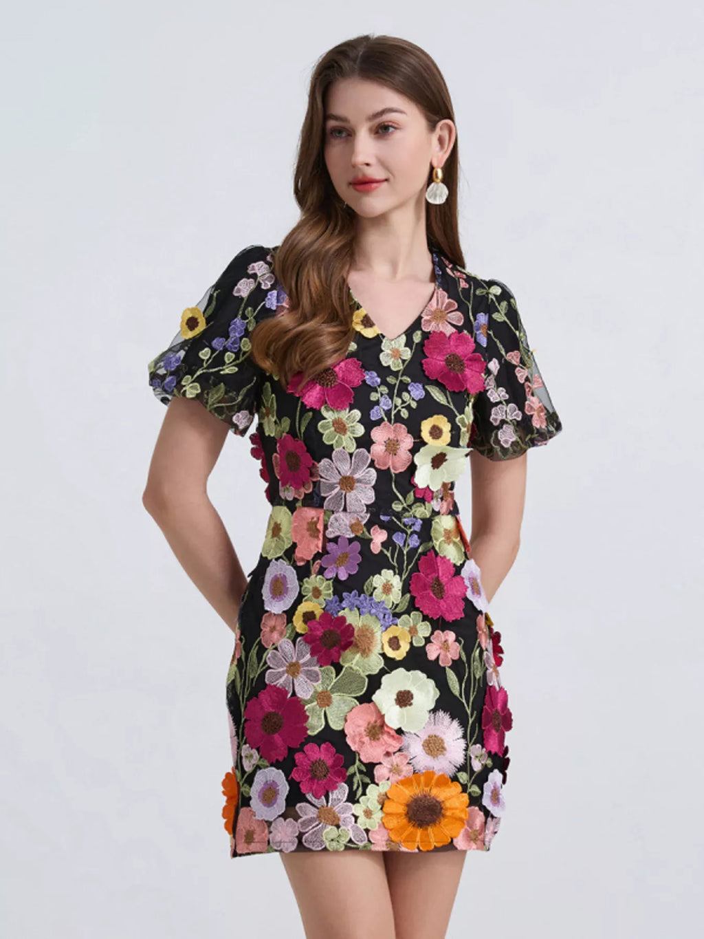 Floral Puff Sleeve Mini Dress