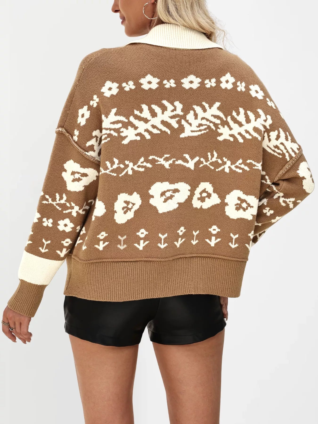 Floral Pattern Button-Down Cardigan