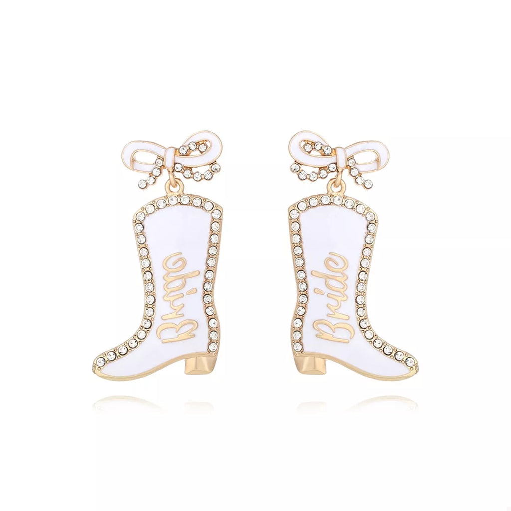 Cowgirl Boot Dangle Earrings with Bow