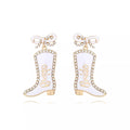 Cowgirl Boot Dangle Earrings with Bow