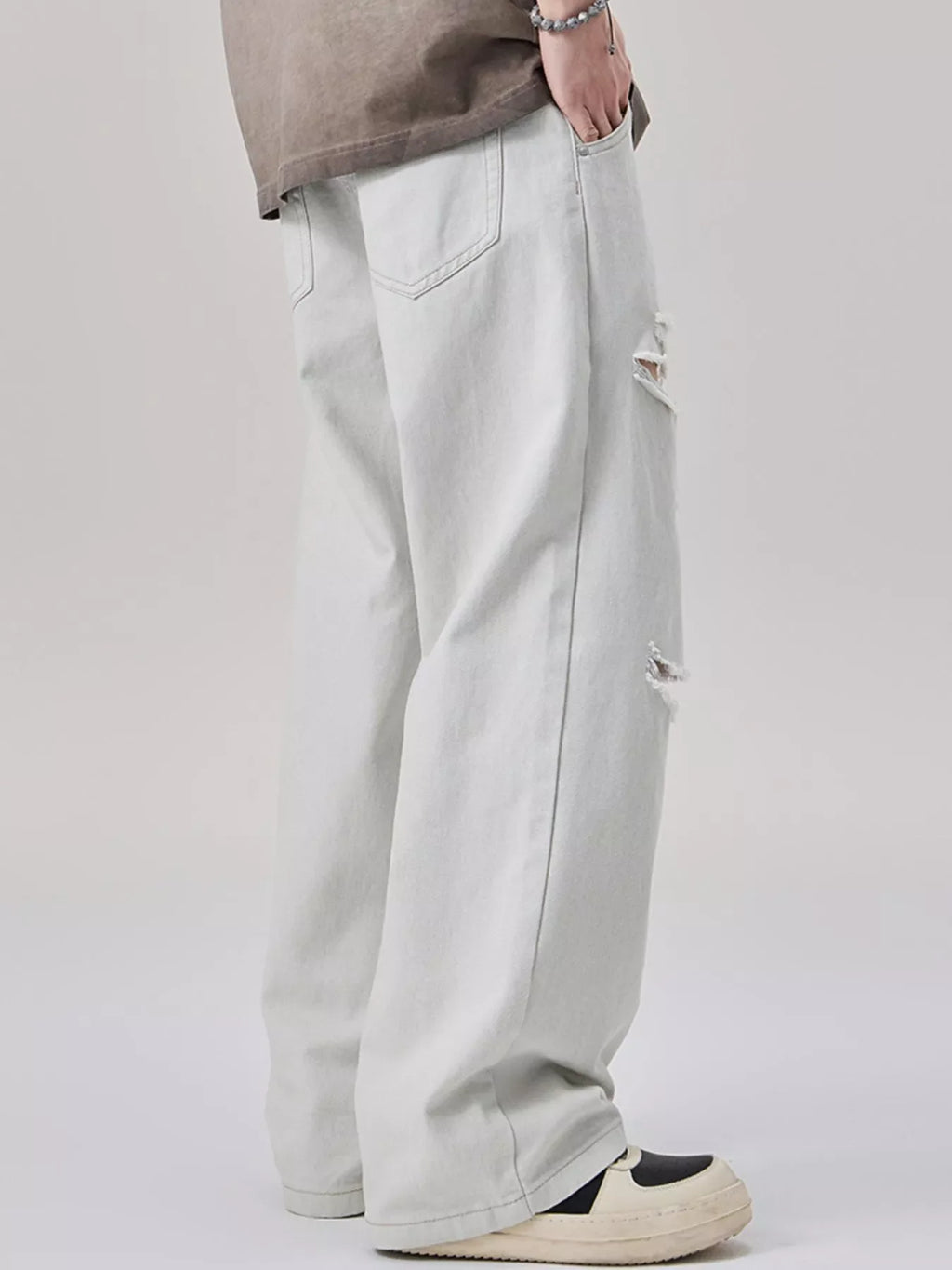 Men's Distressed Wide Leg Jeans