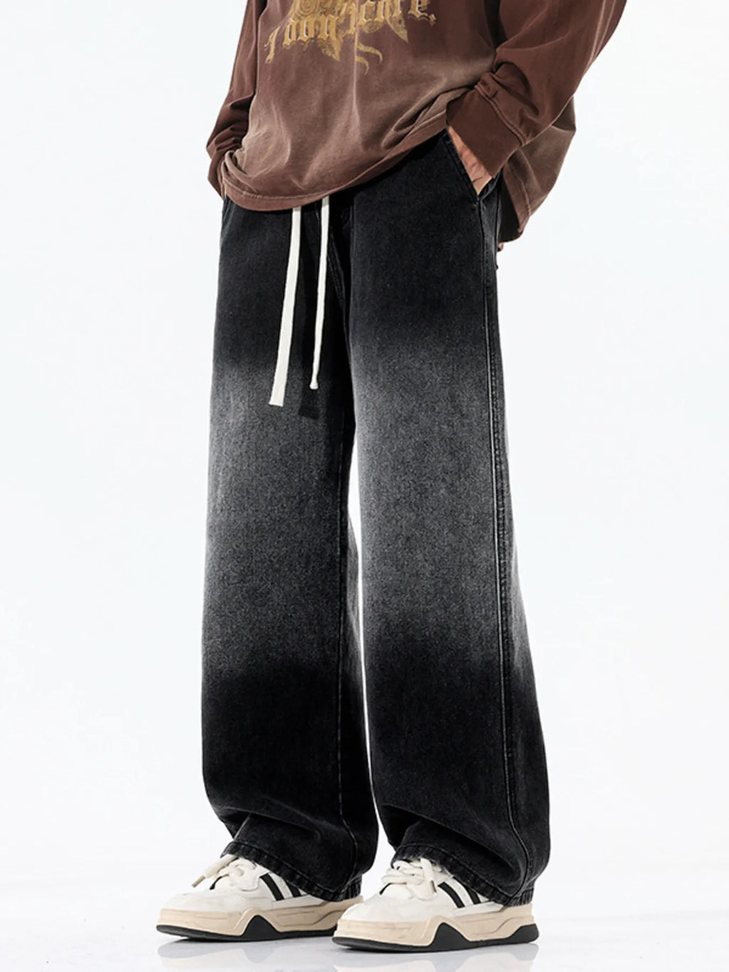 Men's Full Size Gradient Wash Wide Leg Jeans Plus Size