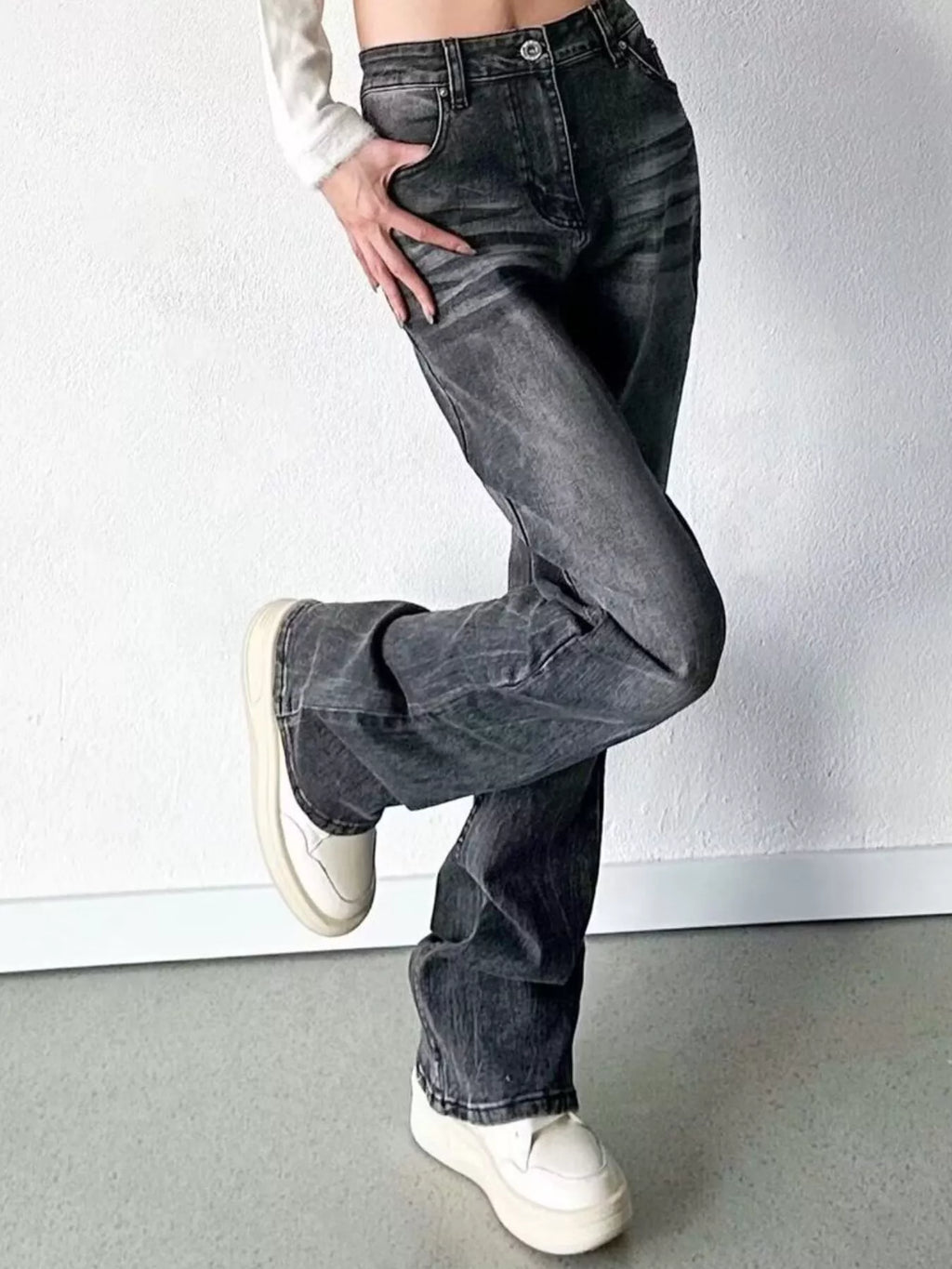 Men's Full Size Vintage Wash High-Waisted Straight Leg Jeans Plus Size
