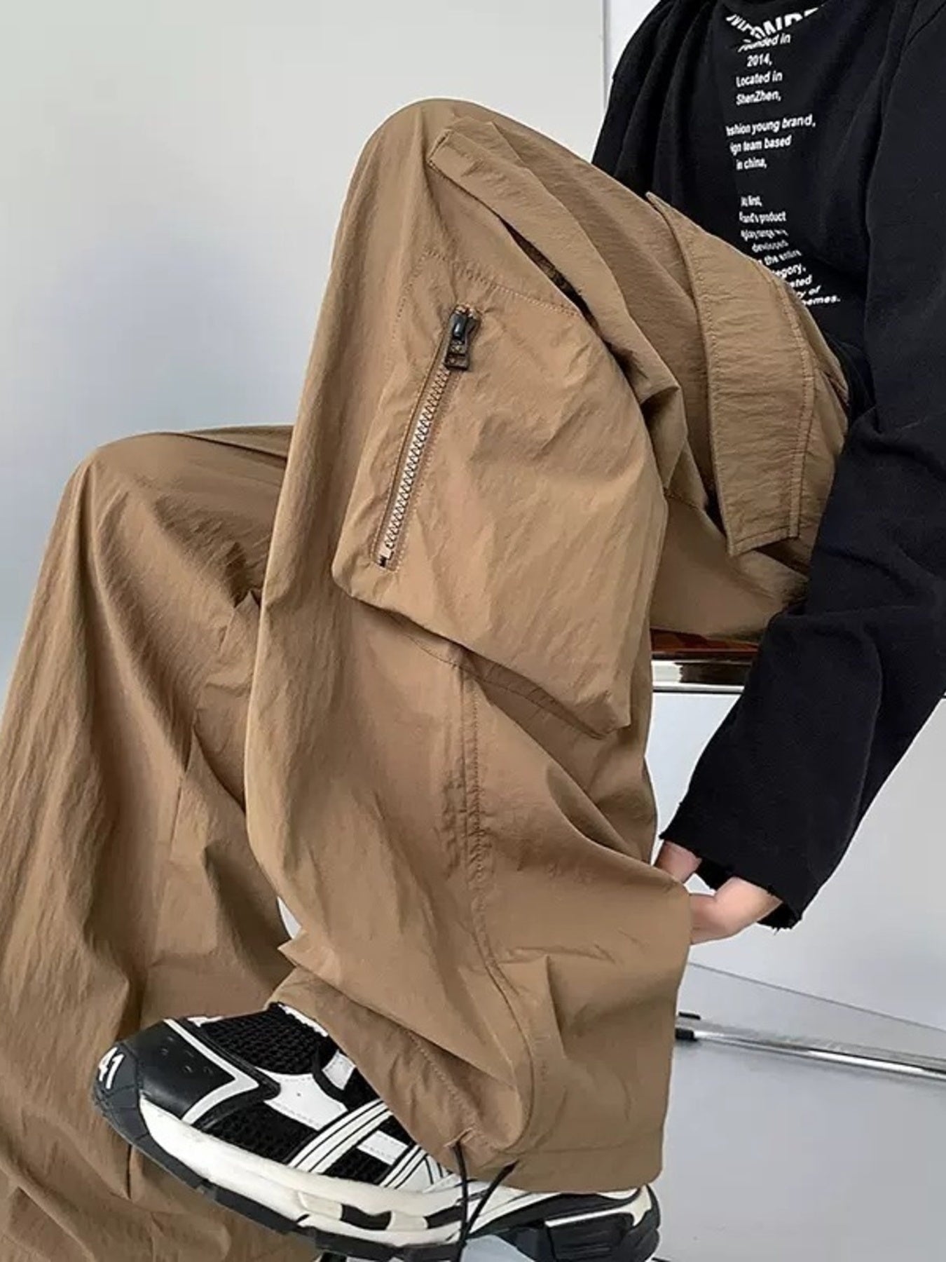 Men's Plus Size Loose Fit Cargo Pants with Drawstring