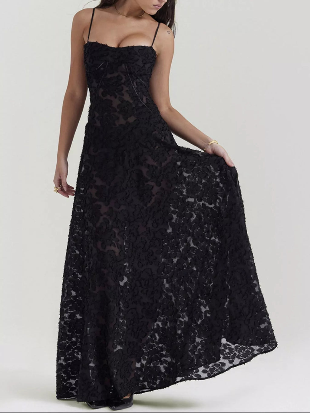 Lace Spaghetti Strap Maxi Dress