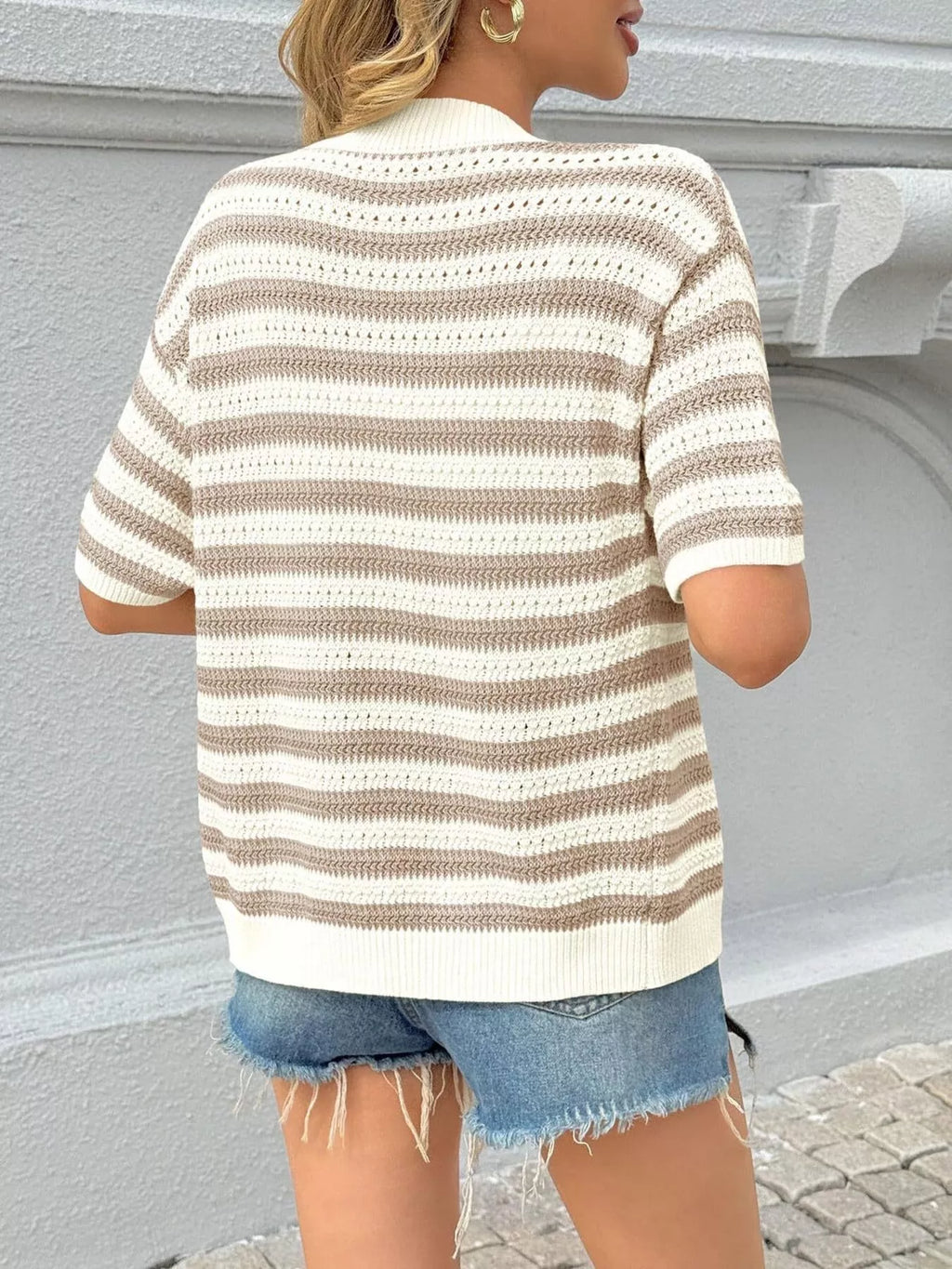 Striped Button Up Cardigan