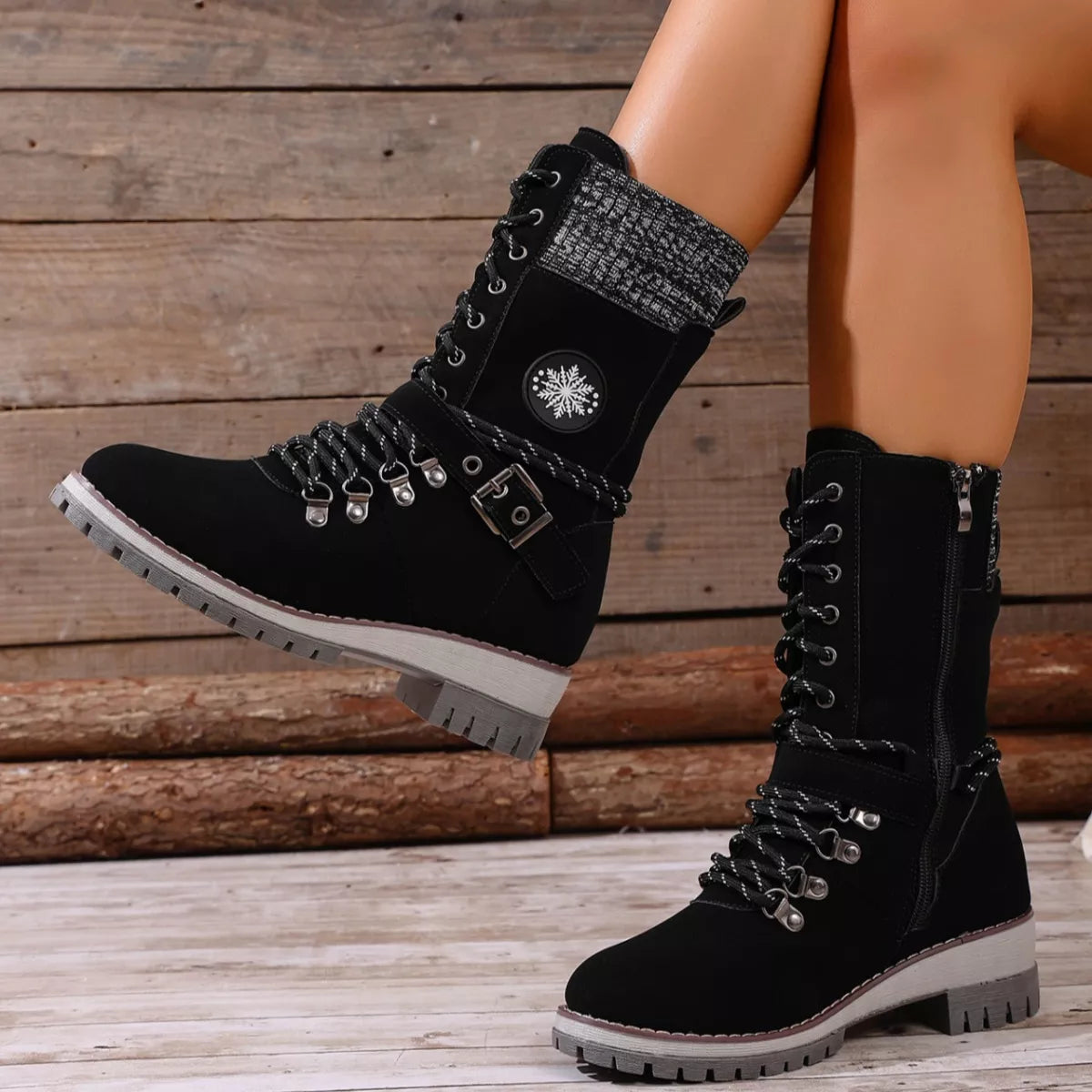 Lace-Up Ankle Combat Boots