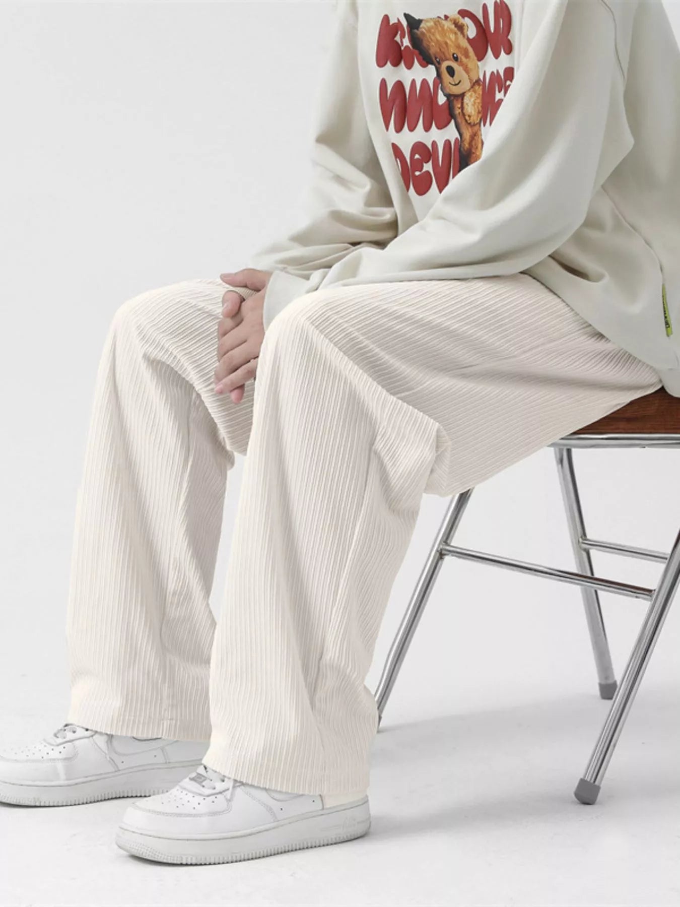 Men's Full Size Drawstring Wide Leg Corduroy Pants Plus Size