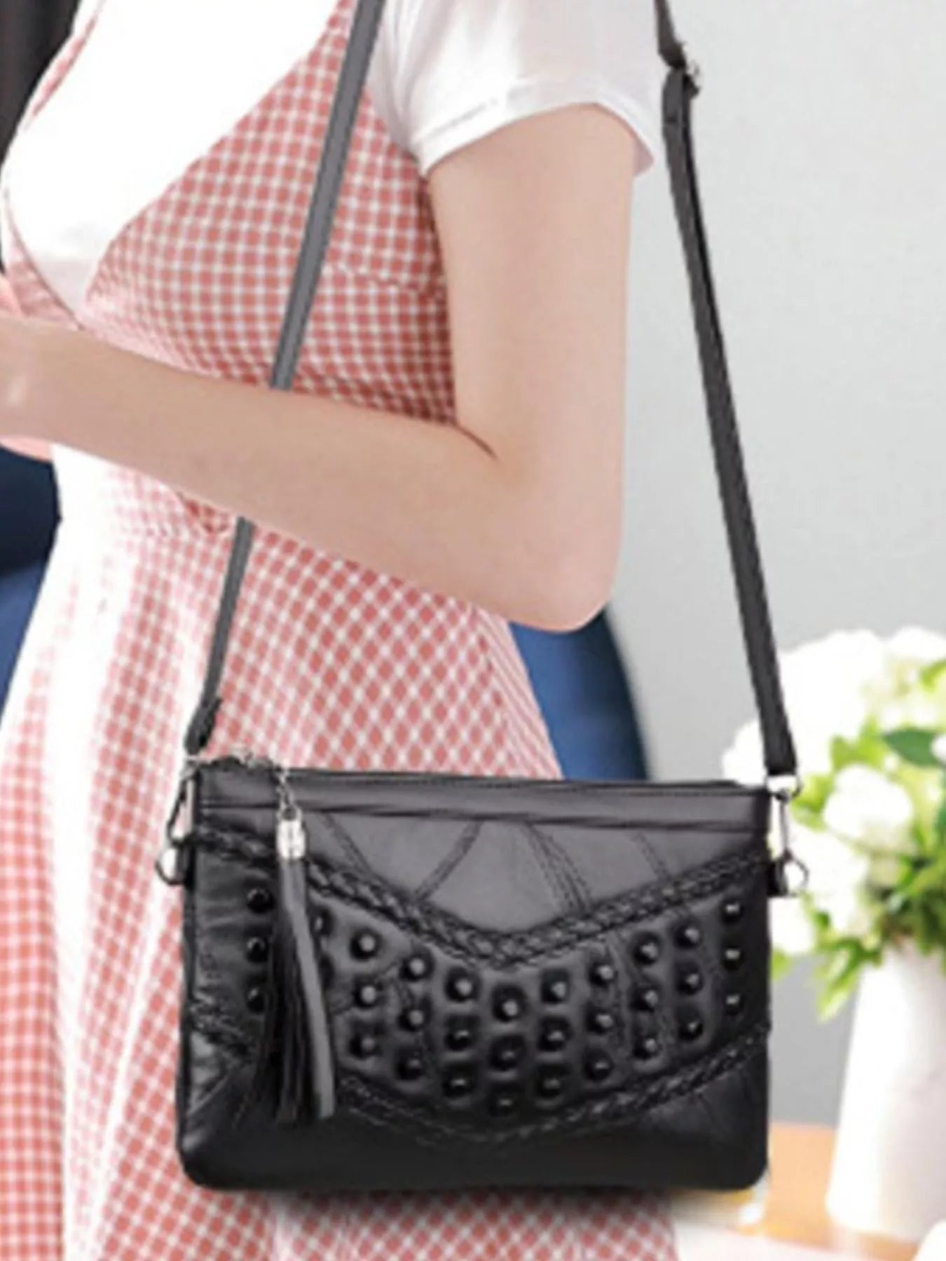 Studded Leather Crossbody Bag