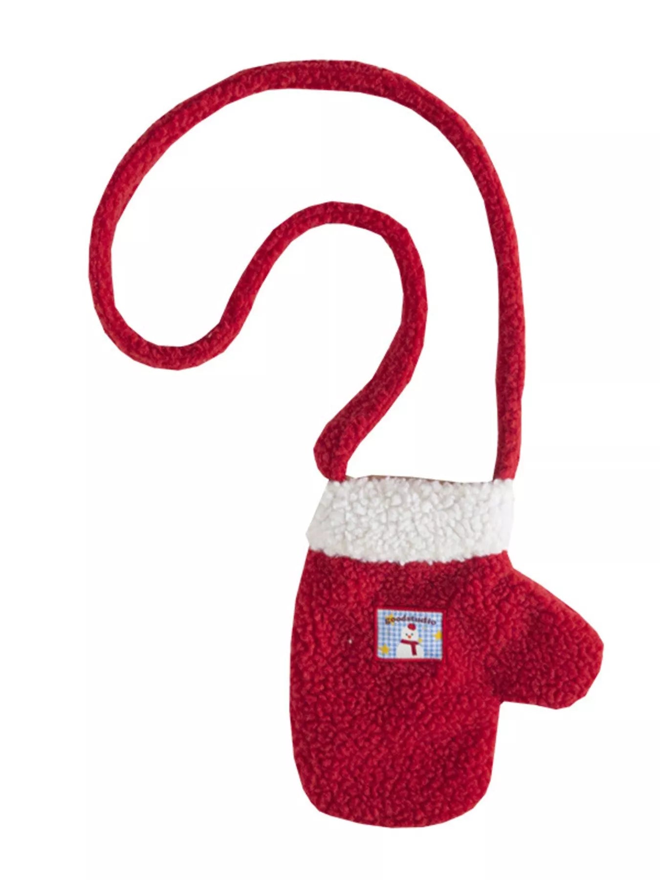 Christmas Mitten-Shaped Plush Crossbody Bag