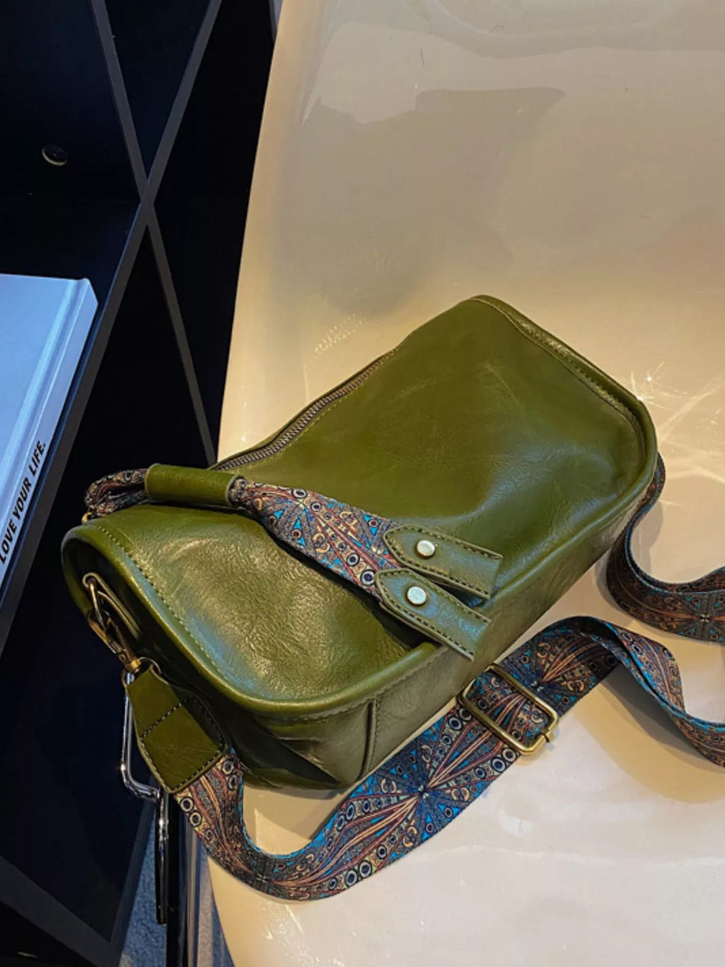 Patterned Strap Crossbody Bag