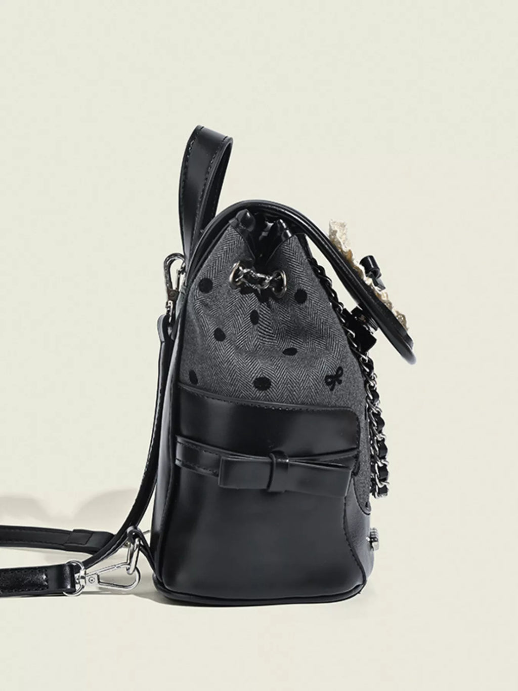 Heart Decor Chain Detail Backpack Bag